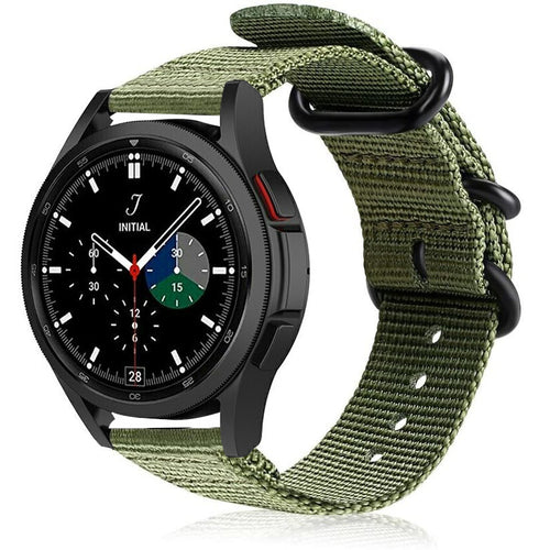 Nylon Buckle Strap, green, on a watch, 3/4 front view