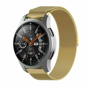 Milanese Strap, gold, on a watch, 3/4 front view