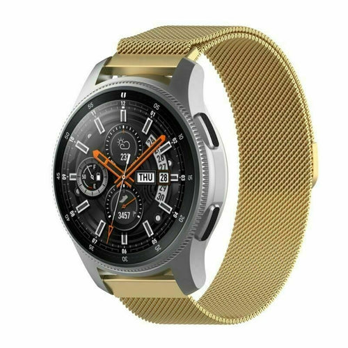 Milanese Strap, gold, on a watch, 3/4 front view