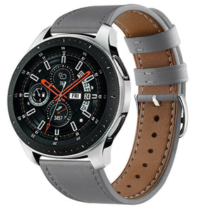 Modern Leather Strap, grey, on a watch, 3/4 front view