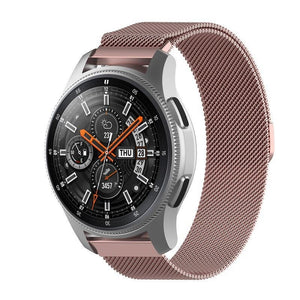 Milanese Strap, pink, on a watch, 3/4 front view