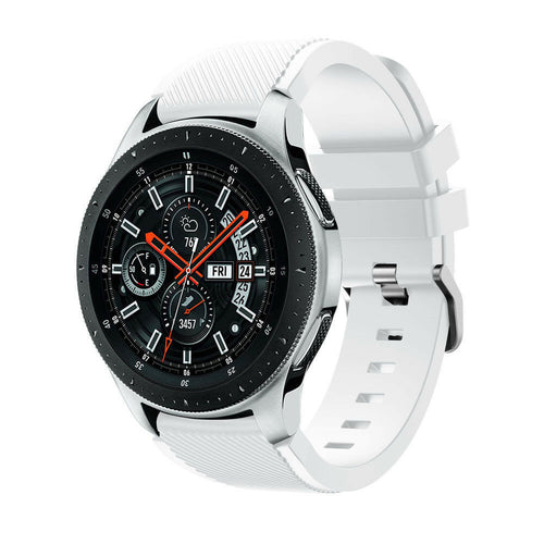 Twill Silicone Strap, white, on a watch, 3/4 front view