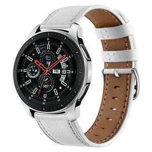 Modern Leather Strap, white, on a watch, 3/4 front view