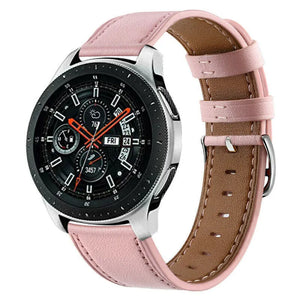 Modern Leather Strap, pink, on a watch, 3/4 front view
