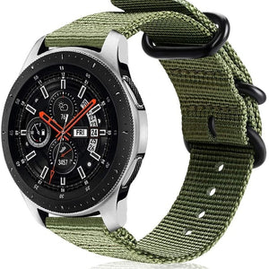 Nylon Buckle Strap, green, on a watch, 3/4 front view