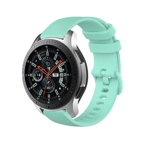 Premium Silicone Strap, aqua, on a watch, 3/4 front view