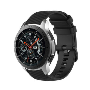 Premium Silicone Strap, black, on a watch, 3/4 front view