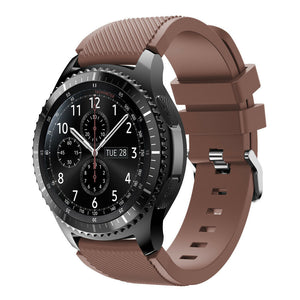 Twill Silicone Strap, brown, on a watch, 3/4 front view