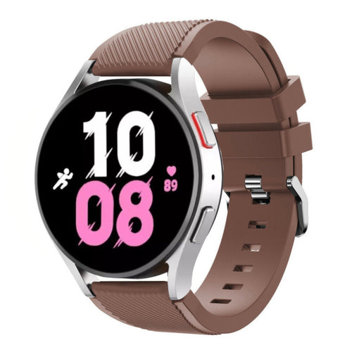 Twill Silicone Strap, brown, on a watch, 3/4 front view