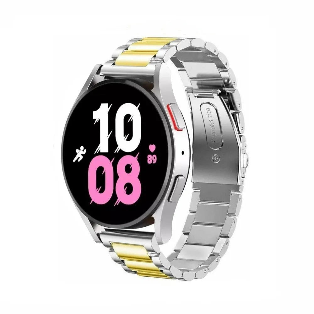 Steel Strap, silver/gold, on a watch, 3/4 front view