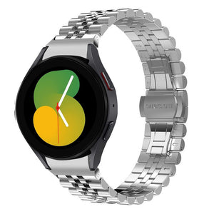 Jubilee Steel Strap, silver, on a watch, 3/4 front view
