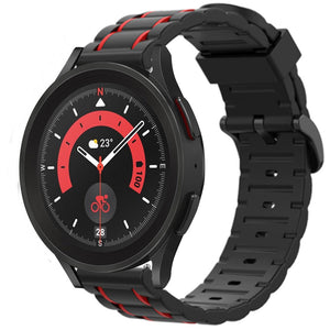 Silicone Strap 'Tough', black/red, on a watch, 3/4 front view