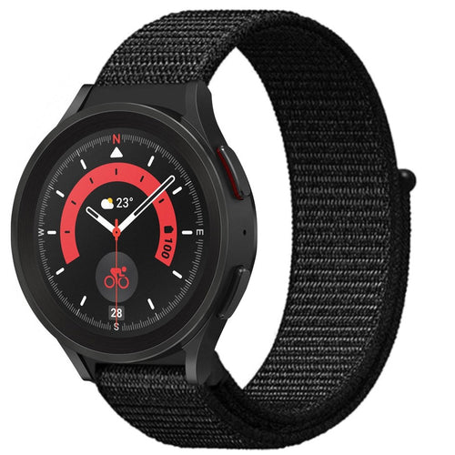 Nylon Strap, black, on a watch, 3/4 front view