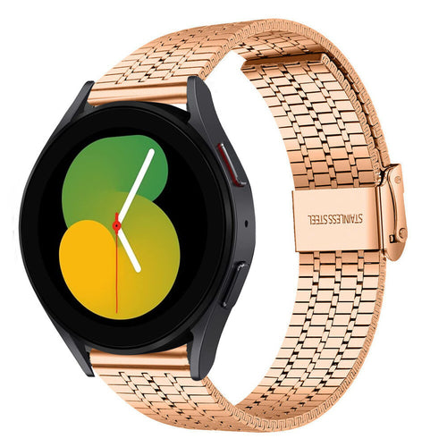 Fine Steel Strap, rose gold, on a watch, 3/4 front view