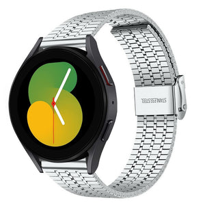 Fine Steel Strap, silver, on a watch, 3/4 front view