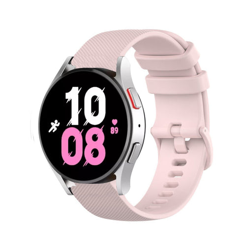 Premium Silicone Strap, pink, on a watch, 3/4 front view