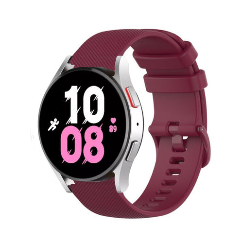 Premium Silicone Strap, dark red, on a watch, 3/4 front view