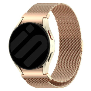 Milanese Strap 'One Push', rose gold, on a watch, 3/4 front view