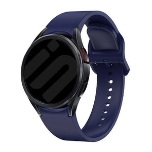 Silicone Strap 'One Push', dark blue, on a watch, 3/4 front view
