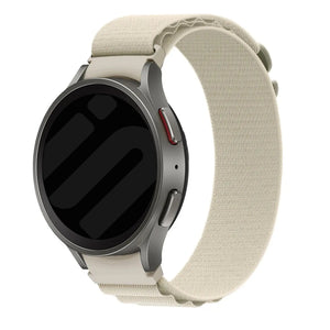 Alpine Nylon Strap, starlight, on a watch, 3/4 front view
