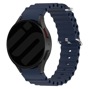 Silicone Ocean Strap, dark blue, on a watch, 3/4 front view