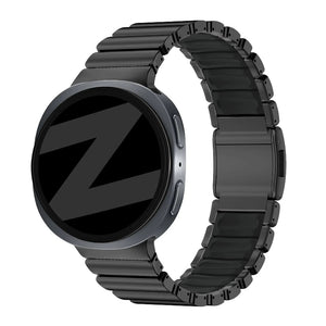 Titanium Strap 'Hybrid', black, on a watch, 3/4 front view