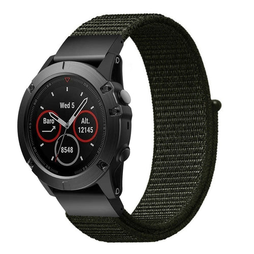 Nylon Strap, army green, on a watch, 3/4 front view