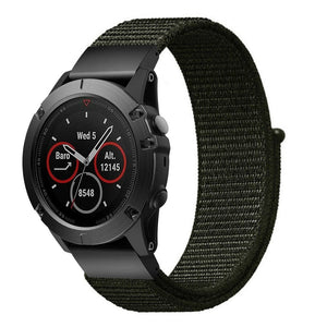 Nylon Strap, army green, on a watch, 3/4 front view