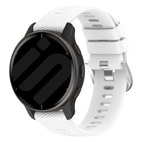 Silicone Strap, white, on a watch, 3/4 front view