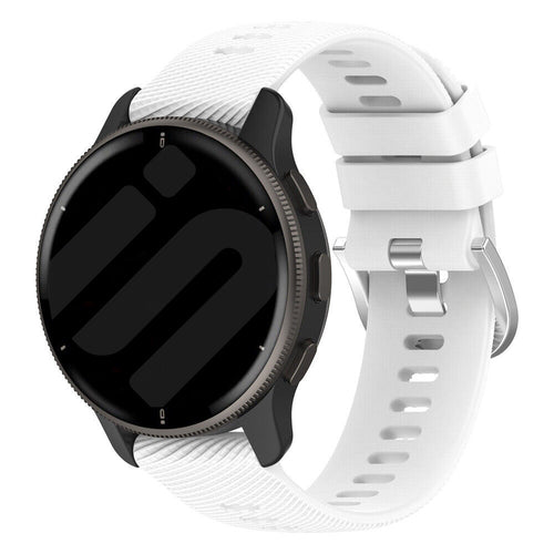 Silicone Strap, white, on a watch, 3/4 front view