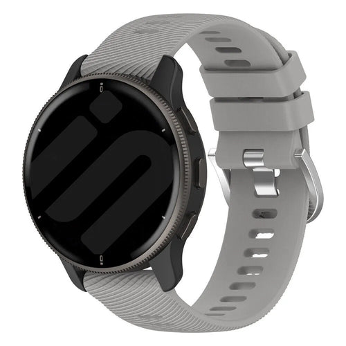 Silicone Strap, light grey, on a watch, 3/4 front view