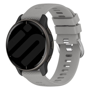 Silicone Strap, light grey, on a watch, 3/4 front view
