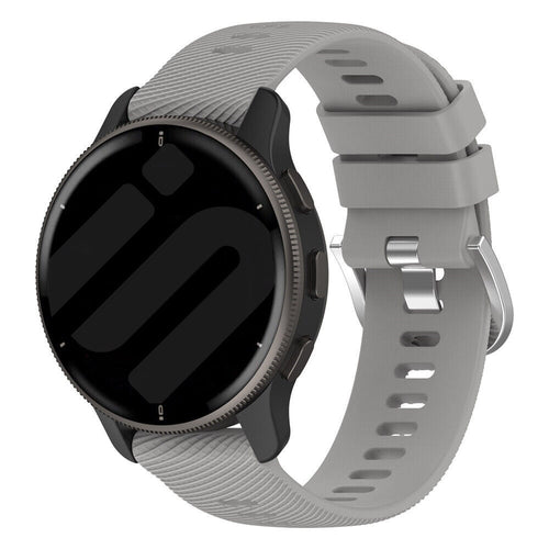 Silicone Strap, light grey, on a watch, 3/4 front view