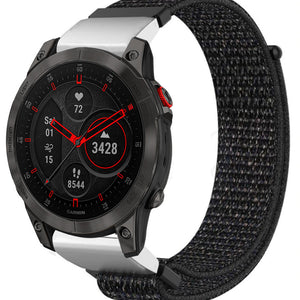 Nylon Strap, black, on a watch, 3/4 front view