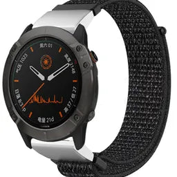 Nylon Strap, black, on a watch, 3/4 front view