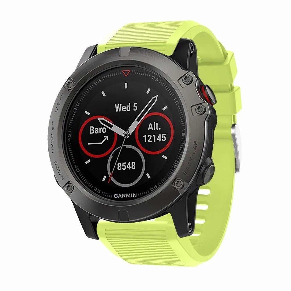 Silicone Strap, light green, on a watch, 3/4 front view