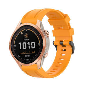 Silicone Strap, orange, on a watch, 3/4 front view