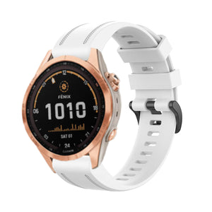 Silicone Strap, white, on a watch, 3/4 front view