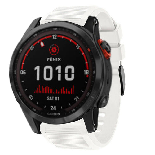 Silicone Strap, white, on a watch, 3/4 front view