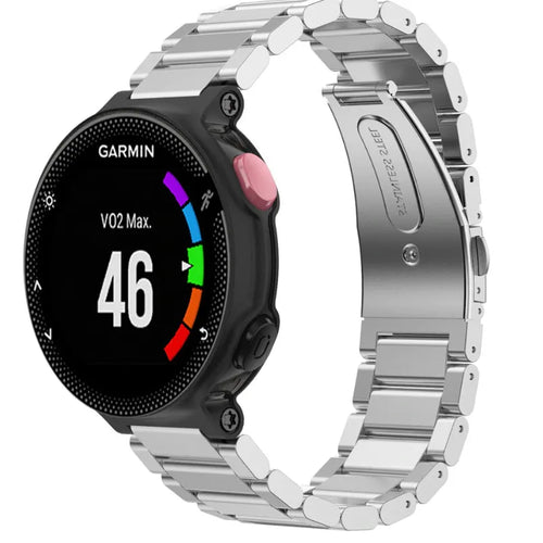 Steel Strap, silver, on a watch, 3/4 front view