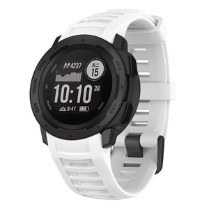 Silicone Strap, white, on a watch, 3/4 front view