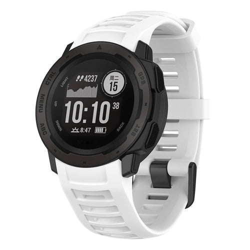 Silicone Strap, white, on a watch, 3/4 front view