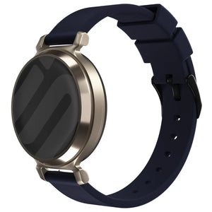 Luxury Silicone Strap, dark blue, on a watch, 3/4 front view