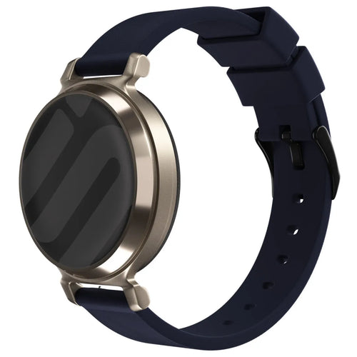 Luxury Silicone Strap, dark blue, on a watch, 3/4 front view