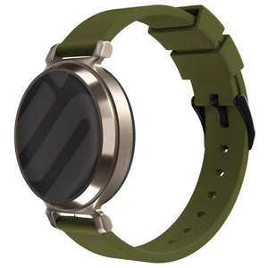 Luxury Silicone Strap, green, on a watch, 3/4 front view