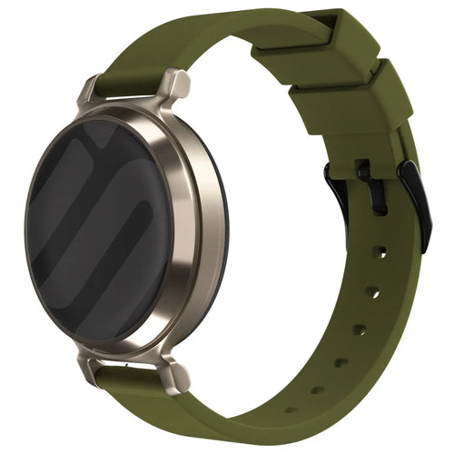 Luxury Silicone Strap, green, on a watch, 3/4 front view