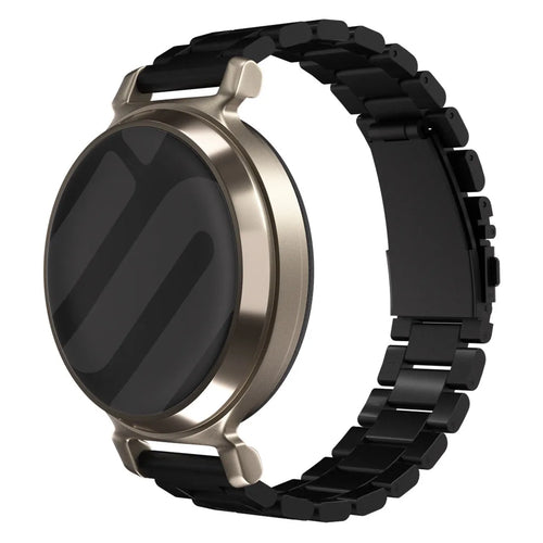 Steel Strap, black, on a watch, 3/4 front view