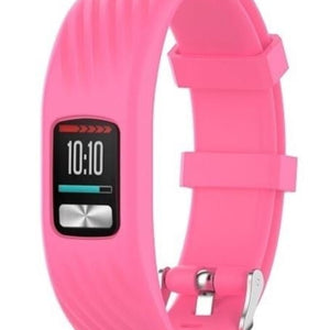 Silicone Strap, pink, on a watch, 3/4 front view