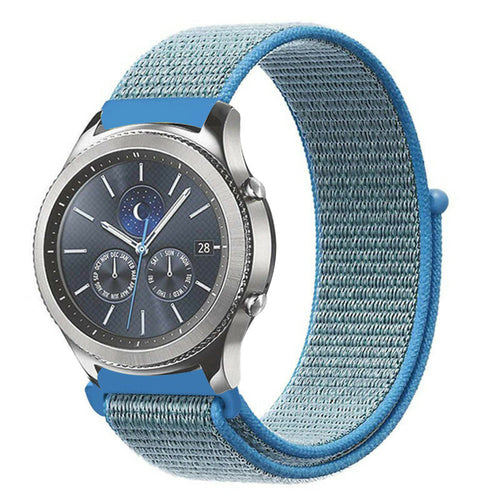 Nylon Strap, blue, on a watch, 3/4 front view