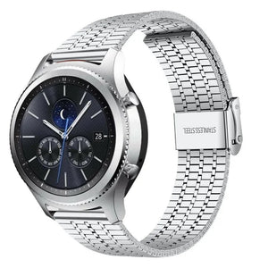 Fine Steel Strap, silver, on a watch, 3/4 front view